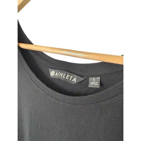 Athleta Women's Asymmetrical Black Modal Dress Large Draped Athleisure Casual - Picture 4 of 5